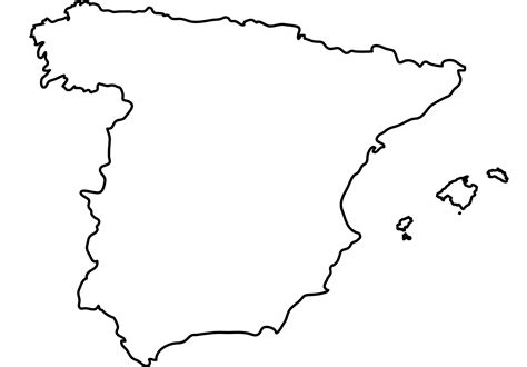 Mapa En Blanco De Espa A Imagen Hd Para Colorear Imprimir E Dibujar