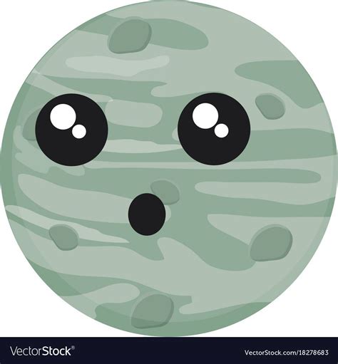 Kawaii Mercury Planet Icon Over White Background Vector Illustration