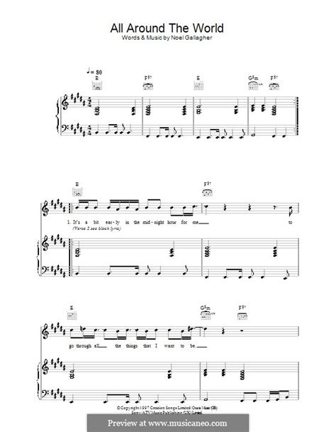 B f# so what you gonna. All Around the World (Oasis) por N. Gallagher - Partituras ...