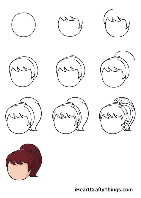 Ponytail Drawing How To Draw A Ponytail Step By Step