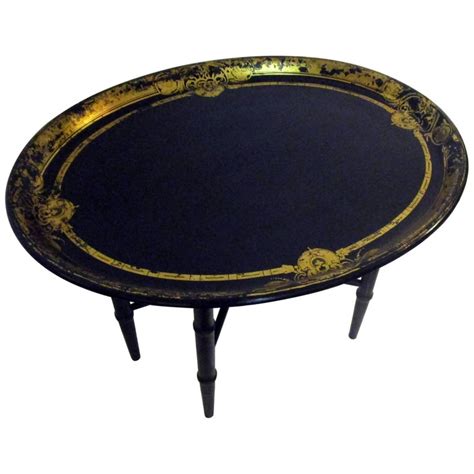 Alaterre furniture coventry coffee table. 19th Century Black Oval English Papier Mâché Tray Coffee ...