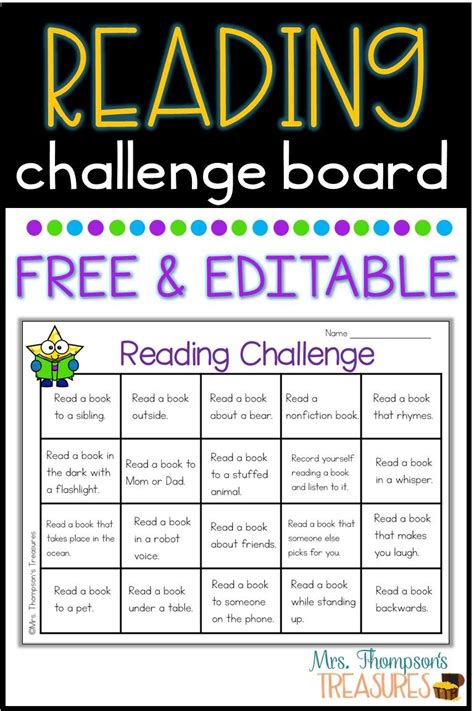 Reading Challenge Board Classroom Freebies Reading Challenge