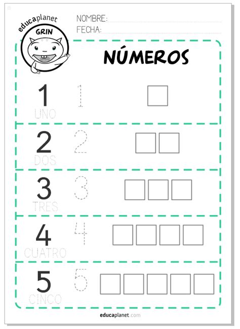 Actividad Ficha Imprimir Números 1 5 Preescolar Matemáticas Letter S