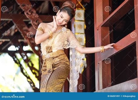 Beautiful Thai Girl In Thai Traditional Costume Stock Image Image Of