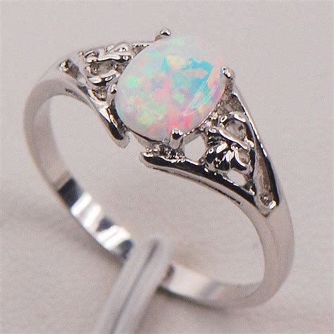 Taoqiao 925 sterling silver rings for women, bowknot cubic zirconia promise rings for her, stackable cute princess anniversary wedding ring forever love knot boruo 925 sterling silver ring, daisy flower hawaiian high polish tarnish resistant comfort fit wedding band ring. White Fire Australian Opal Silver Ring AtPerrys