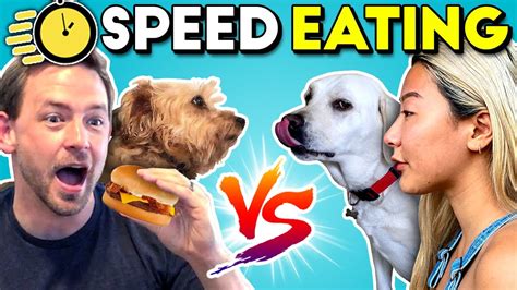 Dogs And Humans Speed Eating Challenge People Vs Dogs Vs Food