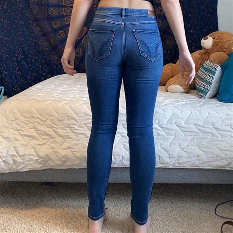 Hollister Skinny Jeans Medium Wash Model Is 56” Depop