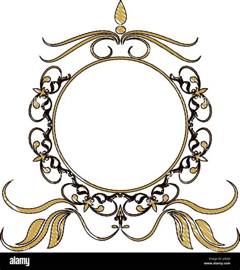 Vintage Round Swirl Flourish Decoration Frame Royal Image Stock Vector
