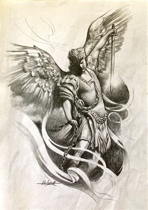 St Michael The Archangel Tattoo Stencil