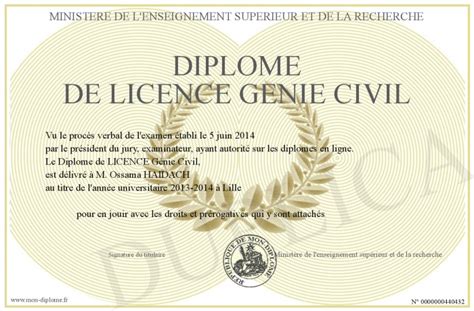 Diplome De Licence Genie Civil