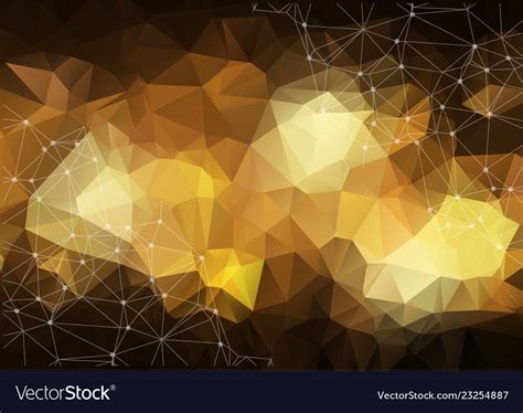 Gold Geometric Low Poly Background Shiny Metallic Vector Image