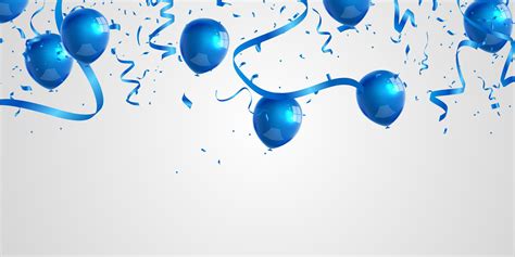 Celebration Party Banner With Blue Color Balloons Background Grand