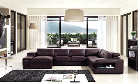 Useful and elegant, coffee tables are more than just a pretty piece of furniture in front of your couch. Brown Leather Sectional Sofa with Built In Coffee Table and Lights Charlotte North Carolina IGVT132V