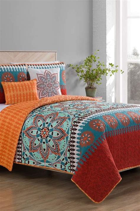 Free shipping/ full set of linen bedding/burnt orange linen bedding set with bet. Vcny Home Twin XL Ezra Burnt Orange Reversible Comforter ...