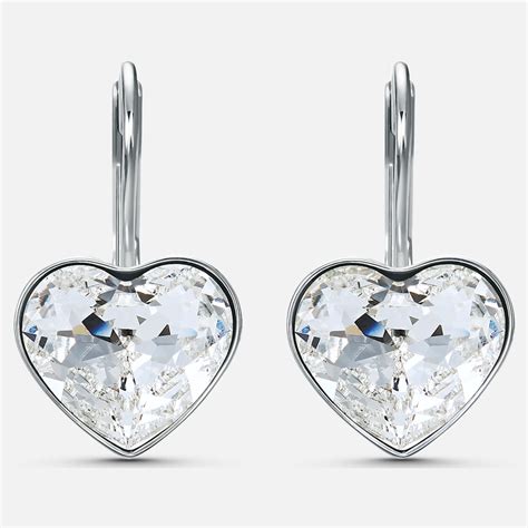 Swarovski Bella Heart Pierced Earrings White Rhodium Plated Savoys