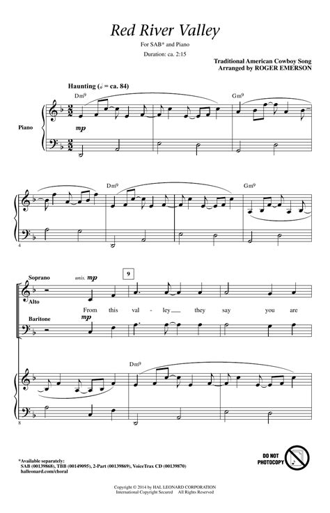 Cactus in the valley (piano version). The Red River Valley Choral SAB sheet music by by Roger ...