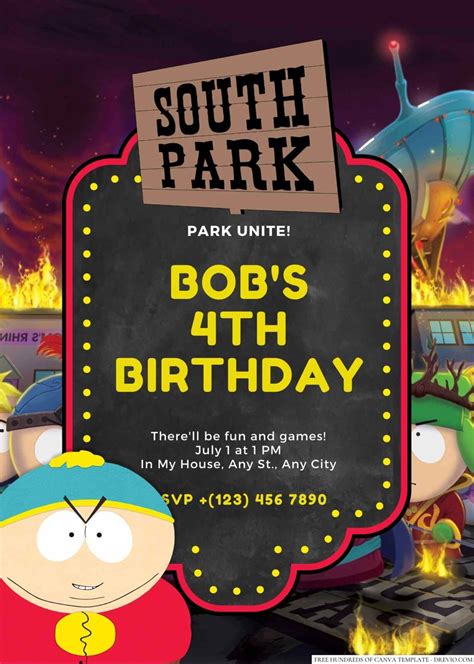 Eric Cartman South Park Birthday Invitation Download Hundreds Free
