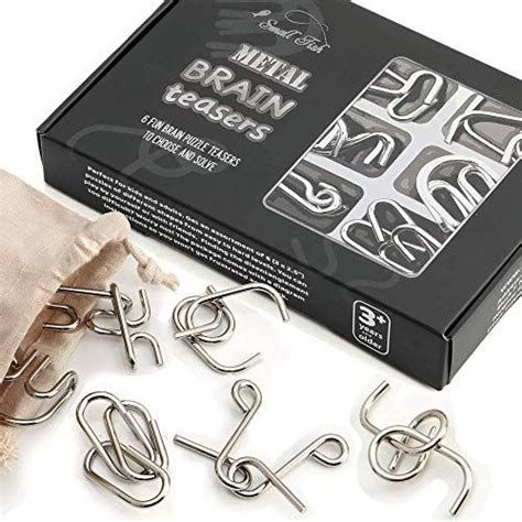 Brain teasers metal and wooden puzzles for kids and adults 9 pack, mind, iq, and logic test and handheld disentanglement games, 3d coil cast wire chain and durable wood educational toys. Metal Brain Teaser Puzzles 6 Set for Kids and Adults, Lar ...