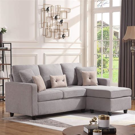 Grey Convertible Chaise Sectional Sofa Lounge Small Living Space Apartment Couch Ebay