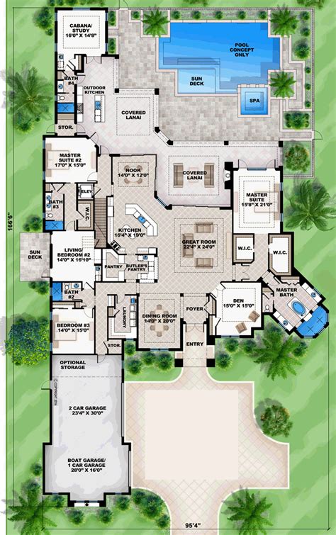 House Plan 52915 Mediterranean Style With 6574 Sq Ft 7 Bed 6 Bath