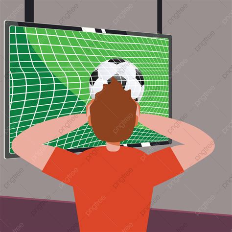 Man Watching Tv Vector Png Images Cartoon Man In Red Shirt In