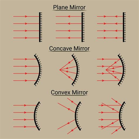 Plane Concave And Convex Mirrors Ray Diagram 28095575 Vector Art At