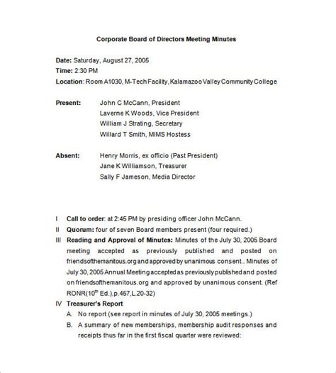 Corporate Meeting Minutes Template 10 Free Word Excel Pdf Format