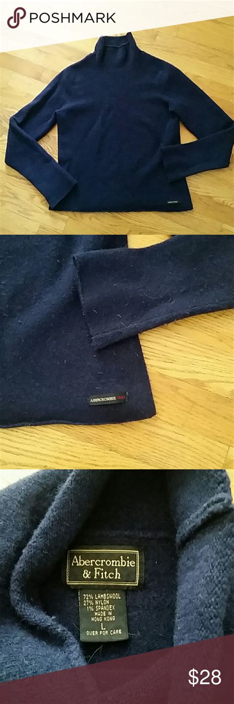 Abercrombie Navy Blue Lambswool Sweater L Lambswool Sweater Lambswool Warm Sweaters