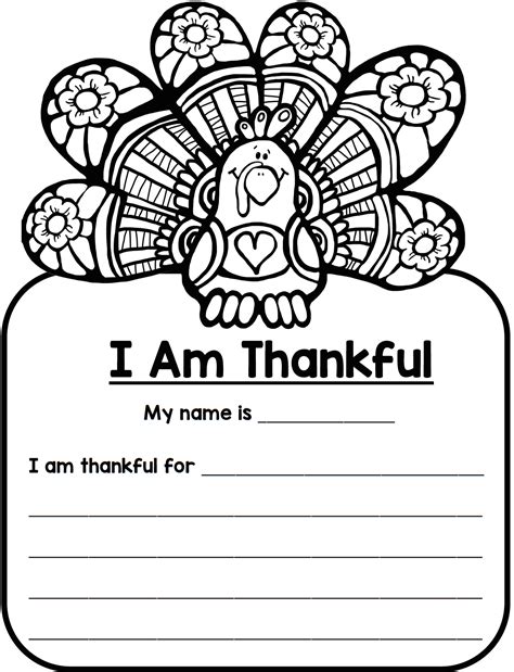Printable I Am Thankful For Coloring Pages Printable Templates
