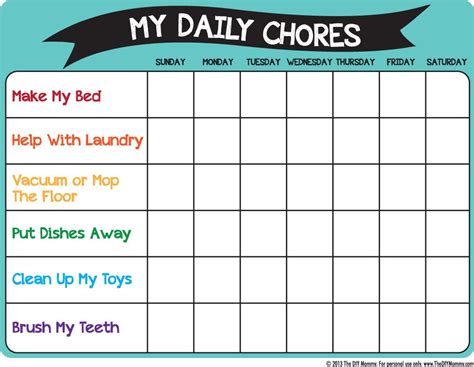 Make A Preschool Chore Chart Free Printable The Diy Mommy