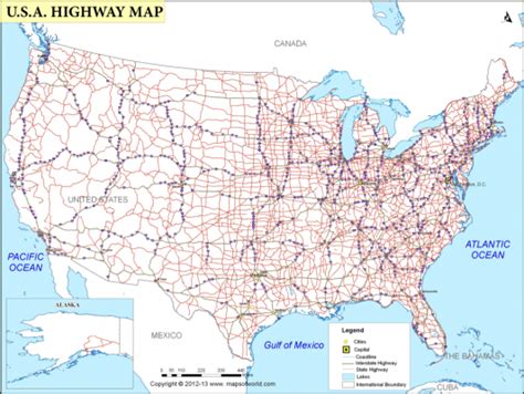 Map Of The United States Free Printable Road Map Of The United States