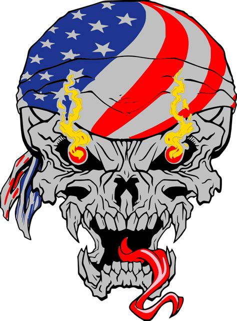 Download Patriotism Personal Use Flaming Eyes Skull Cool Skull