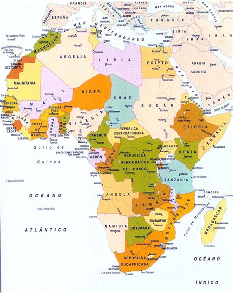 Mapa Politico De Africa Grande Países De Africa En Colores