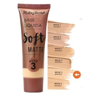 Base Liquida Soft Matte Bege Soft Cafe Soft Nude Ruby Rose Hb8050