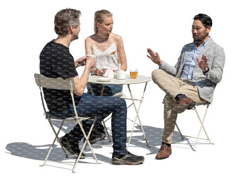 Cut Out Group Of Three People Sitting In A Cafe And Talking Vishopper