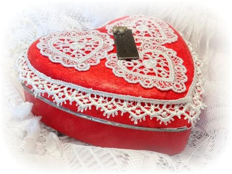 Valentine Heart Shaped Tin Box Red Decorated Tin Boxes Etsy