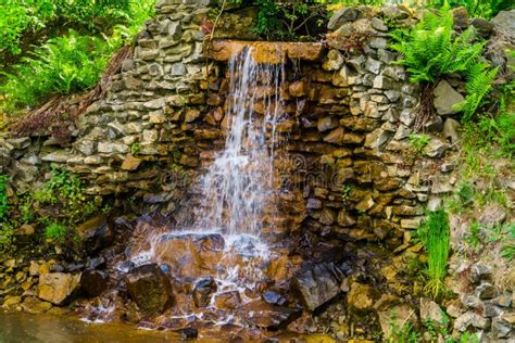 Streaming Waterfall In A Tropical Garden Beautiful Backyard
