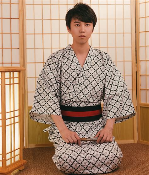 Men Traditional Japanese Kimono Fresh Blue Striped Haori Retro Obi Belt