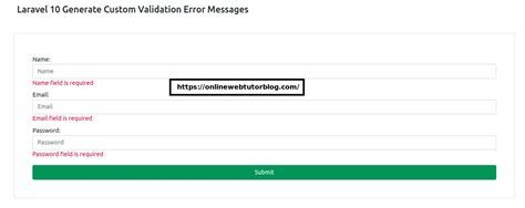 Laravel Generate Custom Validation Error Messages