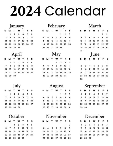 2024 Monthly Calendar Template 26524616 Vector Art At Vecteezy