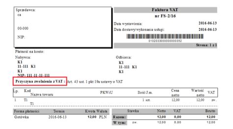Przyczyna Zwolnienia Z Podatku VAT Baza Wiedzy Comarch ERP XL