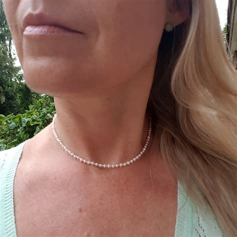 Tiny Freshwater Pearl Necklace Choker 18k Gold Fill Or Etsy Uk