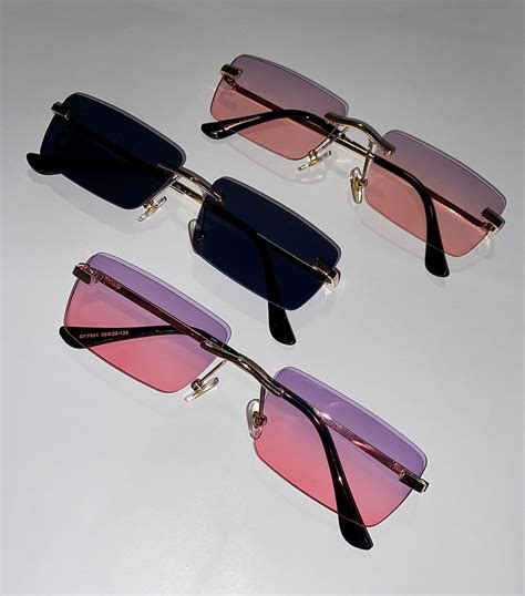 90s Vintage Rimless Sunglasses Etsy