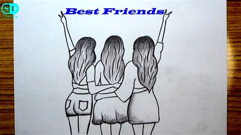 Best Friend Pencil Drawing How To Draw There Best Friends Tutorial YouTube