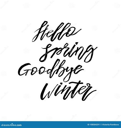 Hello Spring Goodbye Winter Hand Drawn Inspiration Quote Vector