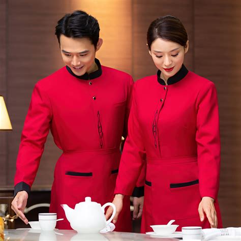 Irder 2022 Chinese Food Restaurant Waiter Waitress Blouse Apron Work