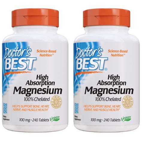 Doctors Best High Absorption 100 Chelated Magnesium 240 Tablets