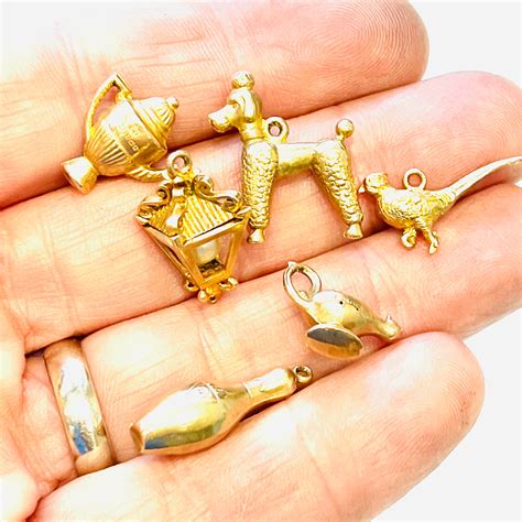 5 Vintage 9ct Gold Charms Fully Hallmarked 65gms