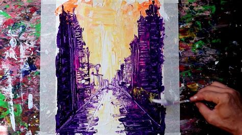 Abstract Cityscape Painting 014 Easy Acrylic Abstract Painting