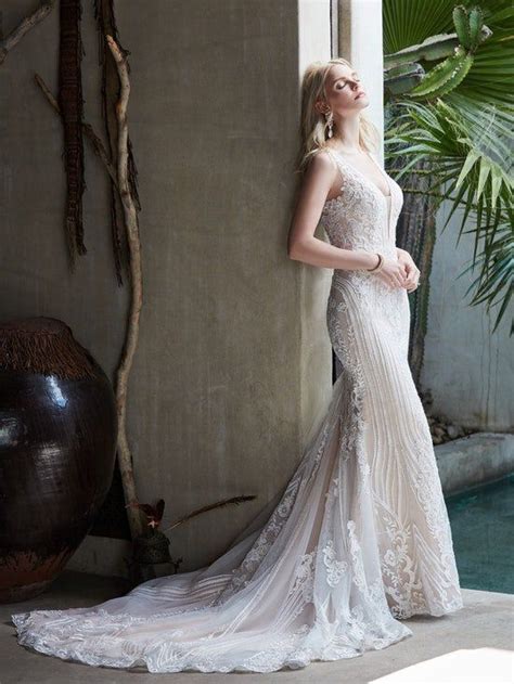 Delaney Beaded Lace Sheath Wedding Dress Sottero And Midgley Couture